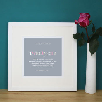 Personalised 21st Birthday Print And Mount, 7 of 7