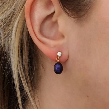 Purple Freshwater Pearl Drop Earrings, 5 of 5