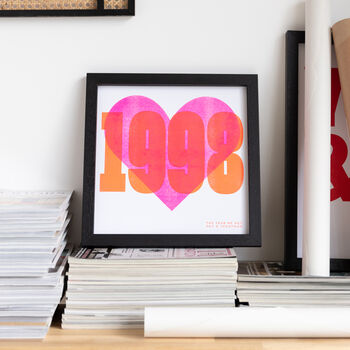 Personalised Year Riso Heart Print, 2 of 6
