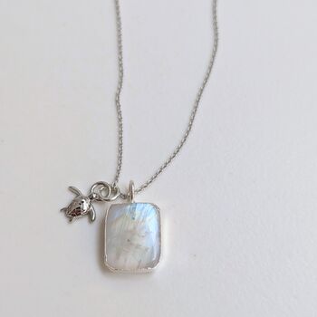 The Duo Moonstone Necklace, Silver, 7 of 10