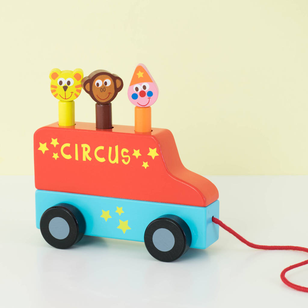 pop up circus pull along toy by knot toys