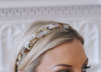 Gold Textured Feather Hair Band Two Widths, 2 of 8