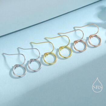 Open Circle Drop Hook Earrings In Sterling Silver, 4 of 12