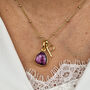 18k Gold Vermeil Plated Ruby Initial Necklace, thumbnail 2 of 9