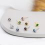 Sterling Silver Dotted Bezel Birthstone Stud Earrings, thumbnail 1 of 12