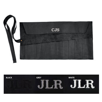 Personalised Leather Tool Roll In Black, 5 of 8