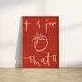 T Is For Tomato Red Food Print Artwork Illustraion, thumbnail 1 of 2