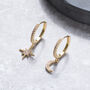 Moon And Star Crystal Drop Hoop Earrings In Gold Colour, thumbnail 1 of 6