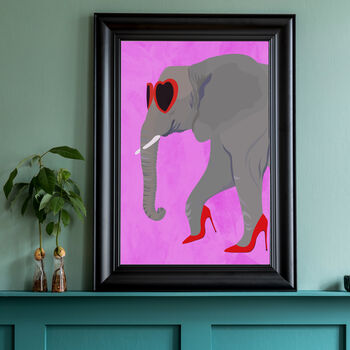 Custom Elephant Wearing Heels Personalised Art Print, 2 of 5