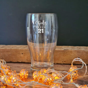 Personalised 21st Birthday Gift Pint Glass, 6 of 12