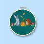 Woodland Friends Cross Stitch Kit, Hedgehog, Bunny, Pumpkin, thumbnail 1 of 7