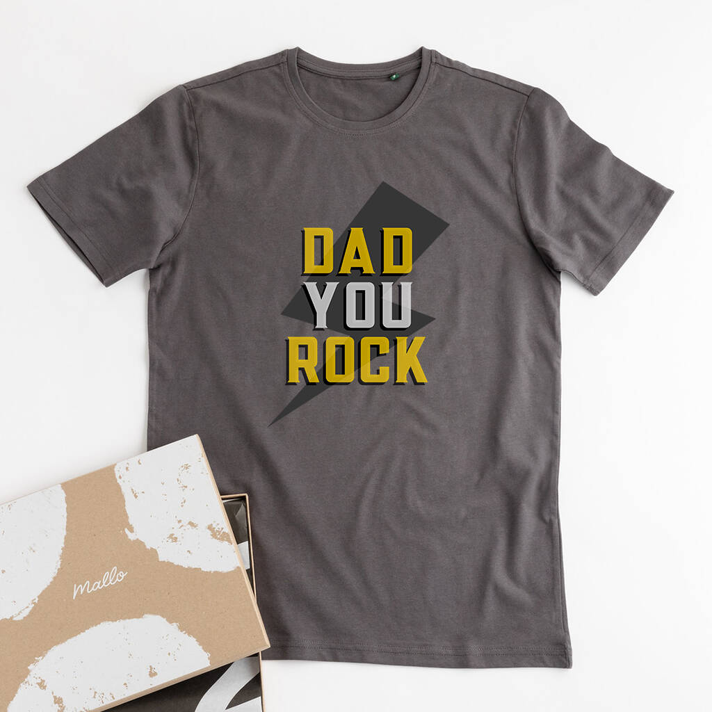 Organic Cotton 'Dad, You Rock' Slogan T Shirt, 1 of 6