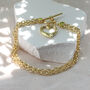 9ct Gold Heart Two Strand Belcher Chain T Bar Bracelet, thumbnail 1 of 5