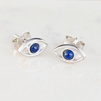 The Evil Eye Lapis Lazuli Stud Earrings, Sterling Silver, 4 of 7