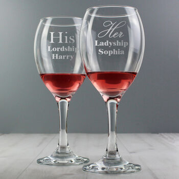 Personalised 'His Lordship & Her Ladyship' Glasses, 3 of 4