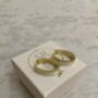 Gold Plated White Colour Block Hoop Earrings, thumbnail 2 of 3