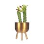 Matte Gold Metal Mini Planter On Legs, thumbnail 2 of 3