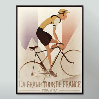 Tour De France Vintage Style Bicycle Poster Art Print, 2 of 8