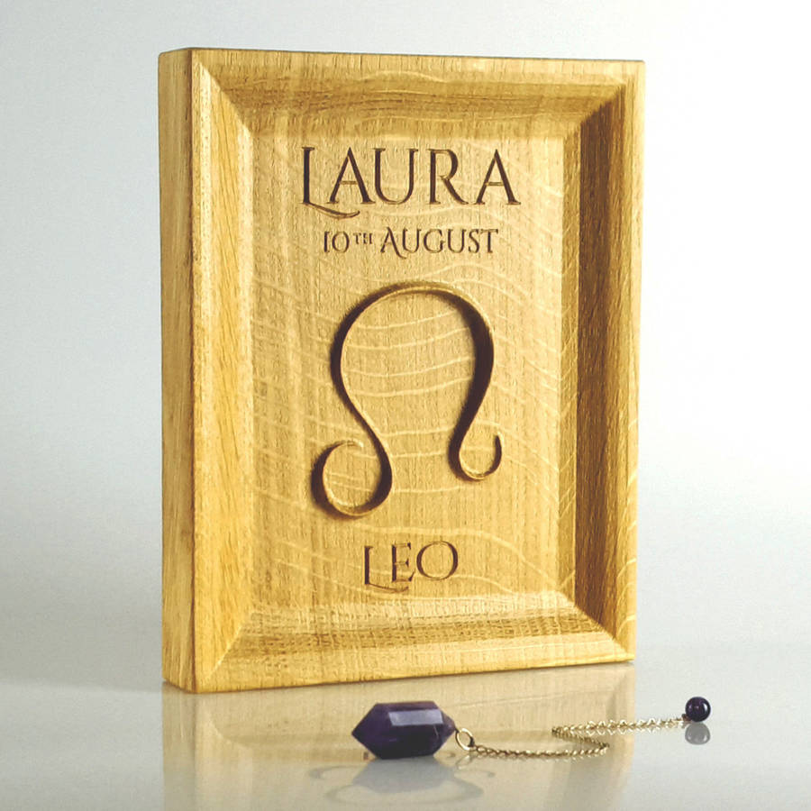 Leo/Virgo/Libra/Scorpio Zodiac Gift In Solid Oak, 1 of 4