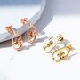 Interlinked Gold Plated 'D' Charm Drop Earrings, thumbnail 3 of 5