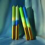 Blue, Green And Gold Metallic Christmas Candles 'Crushed Emerald And Deep Ice', thumbnail 2 of 4