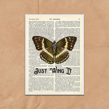 Just Wing It Typography Butterfly Wall Art Print, 2 of 4