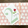 Mini Cross Stitch 2nd Birthday Card, thumbnail 1 of 4