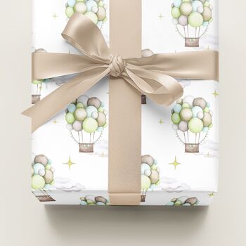 Pastel Hot Air Balloon Gift Wrapping Paper, 7 of 9