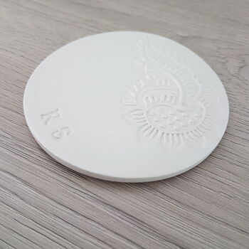 Personalised Paisley Pattern White Clay Coaster, 4 of 5