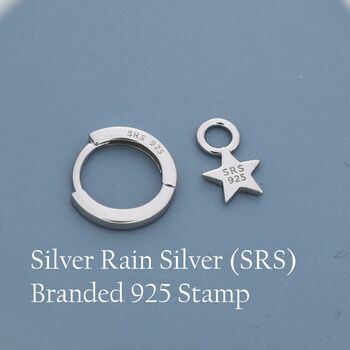 Sterling Silver Star Charm Huggie Hoop Earrings, 3 of 12