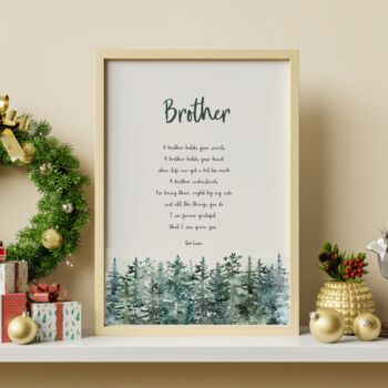 Brother Christmas Gift Personalised Xmas Poem Print, 2 of 9