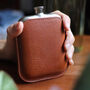 Steel Hip Flask And Personalised Italian Leather Sleeve, thumbnail 4 of 12