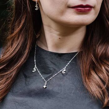 Moon And Star Silver Necklace, 4 of 6
