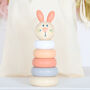 Wooden Bunny Stacking Toy With Personalised Bag, thumbnail 2 of 4