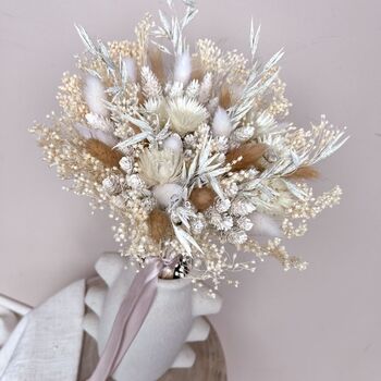 White Dried Flower Bouquet With Bunny Tails, 3 of 4