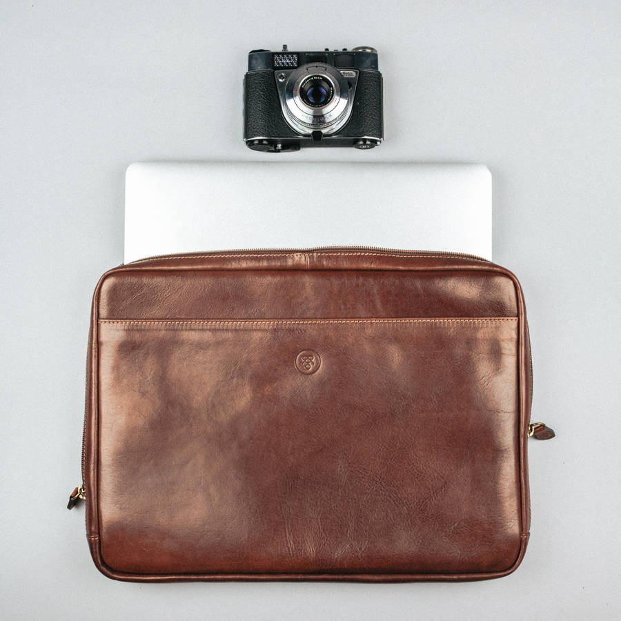 Maxwell Scott Luxury Leather 13 Inch Laptop Case Bovino Black