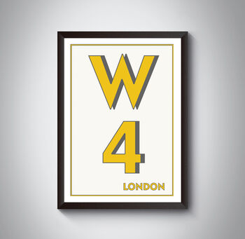 W4 Hammersmith London Postcode Typography Print, 3 of 10