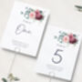Wedding Table Numbers Burgundy Red Pink Florals, thumbnail 1 of 4