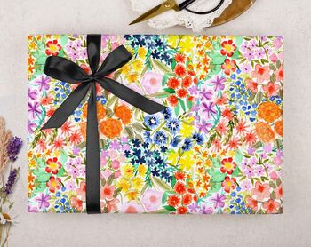 Three Sheets Of Bold Floral Wrapping Paper, 2 of 2