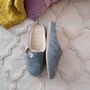 Grey Felt Mule Slippers With Cream Leather Details, thumbnail 2 of 7