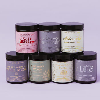 Smokey Wood And Sweet Musk Soy Wax Candle – Luxury Amber Jar Candle, 5 of 8