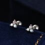 Sterling Silver Three Dot Ab Crystal Trio Screw Back Earrings, thumbnail 1 of 10