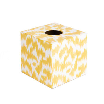 Wooden Yellow Ikat Tissue Box Cover, 2 of 4