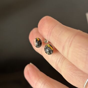 Orange Abstract Fused Glass Sterling Silver Stud Earrings, 7 of 9