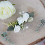 Cream And Sage Green Bridal Flower Comb, thumbnail 3 of 8