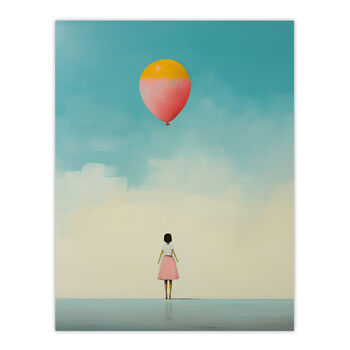 Party For One Girl With Balloon Simple Wall Art Print, 6 of 6