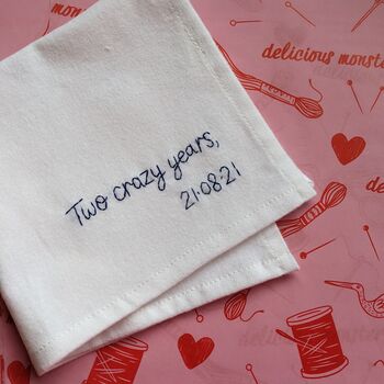 Personalised Hand Embroidered Handkerchief For Groom, 5 of 9