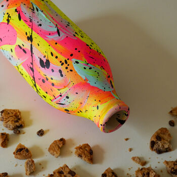 Neon Pink, Yellow And Aqua Hand Painted Vase, 2 of 6
