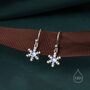 Sterling Silver Moonstone Snowflake Drop Hook Earrings, thumbnail 1 of 10