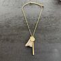 Gold Plated Charm And Grey Tassel Necklace, thumbnail 3 of 4